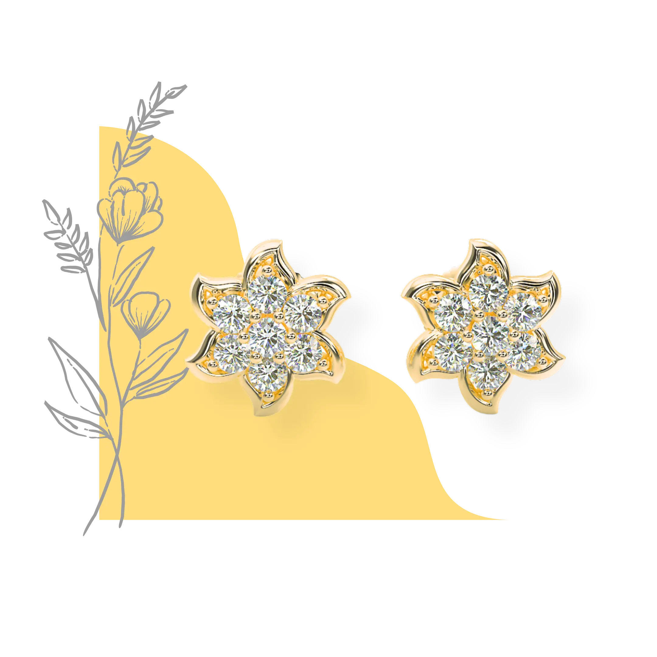 Unique Diamond Stud Earring designs, Pick up the best Diamond Stud Earrings designs, Rikhava Diamonds